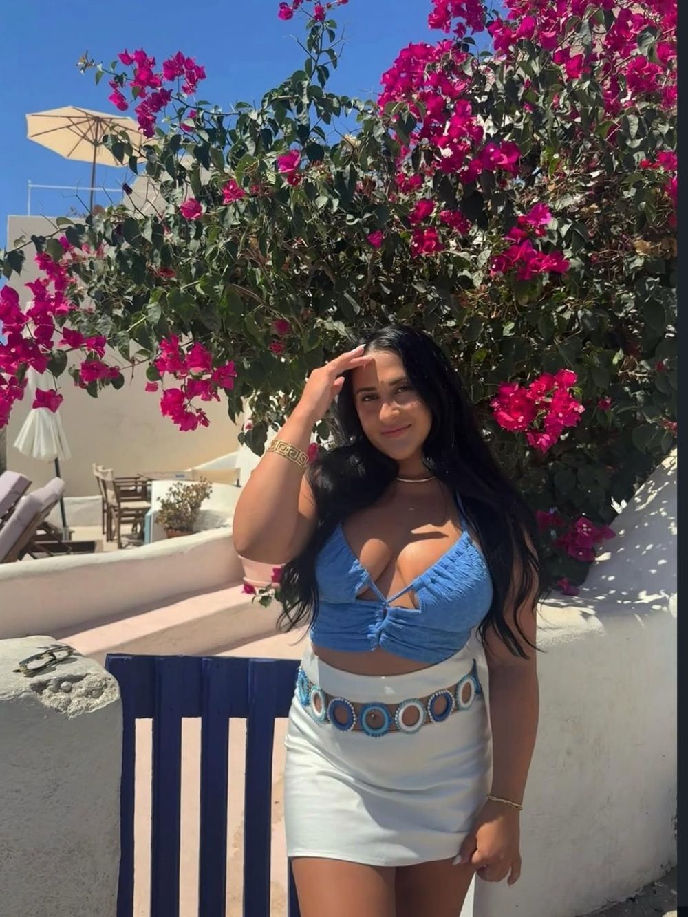 Blue strappy Halter Crop Top